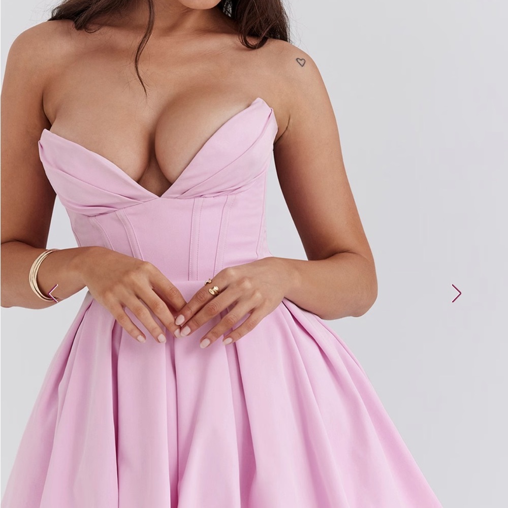 House of CB MAR cotton candy twill strapless mini dress